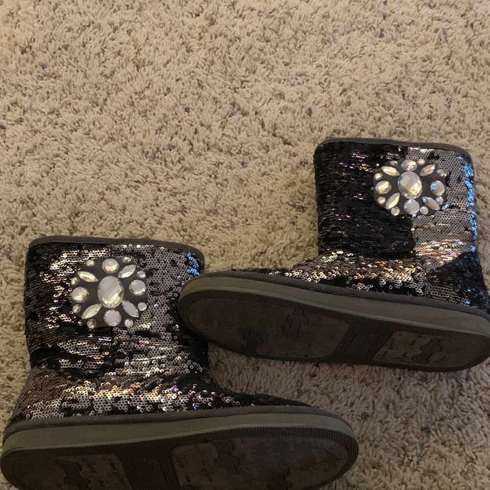 Joan Boyce Black Sequin Winter Boots